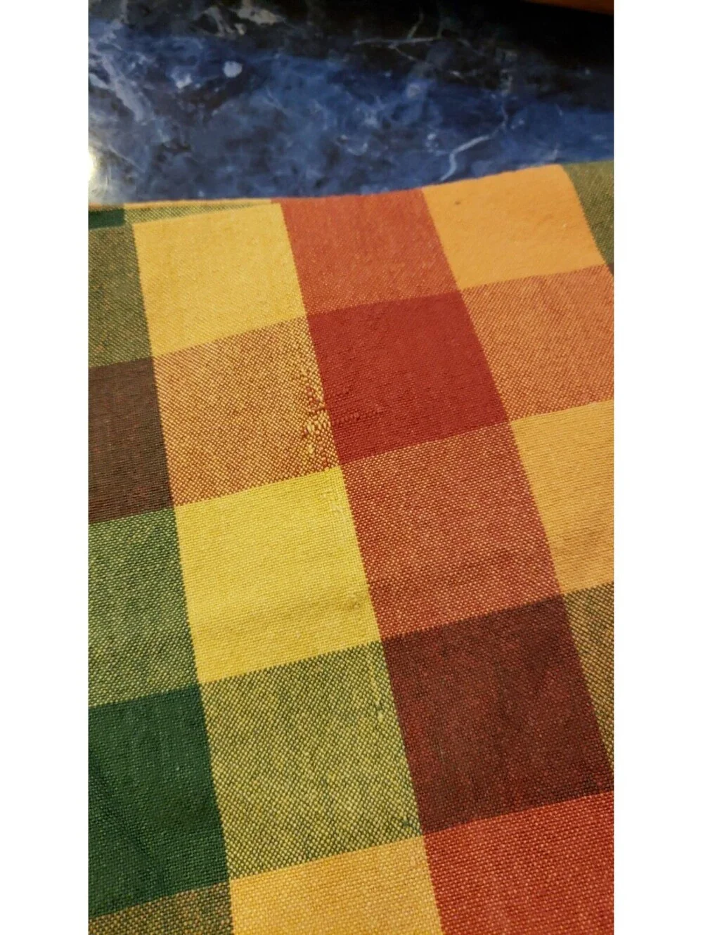 Fall Plaid Napkins Fringe Edges Set of 6 Cotton 16x16 Thanksgiving Orange Green